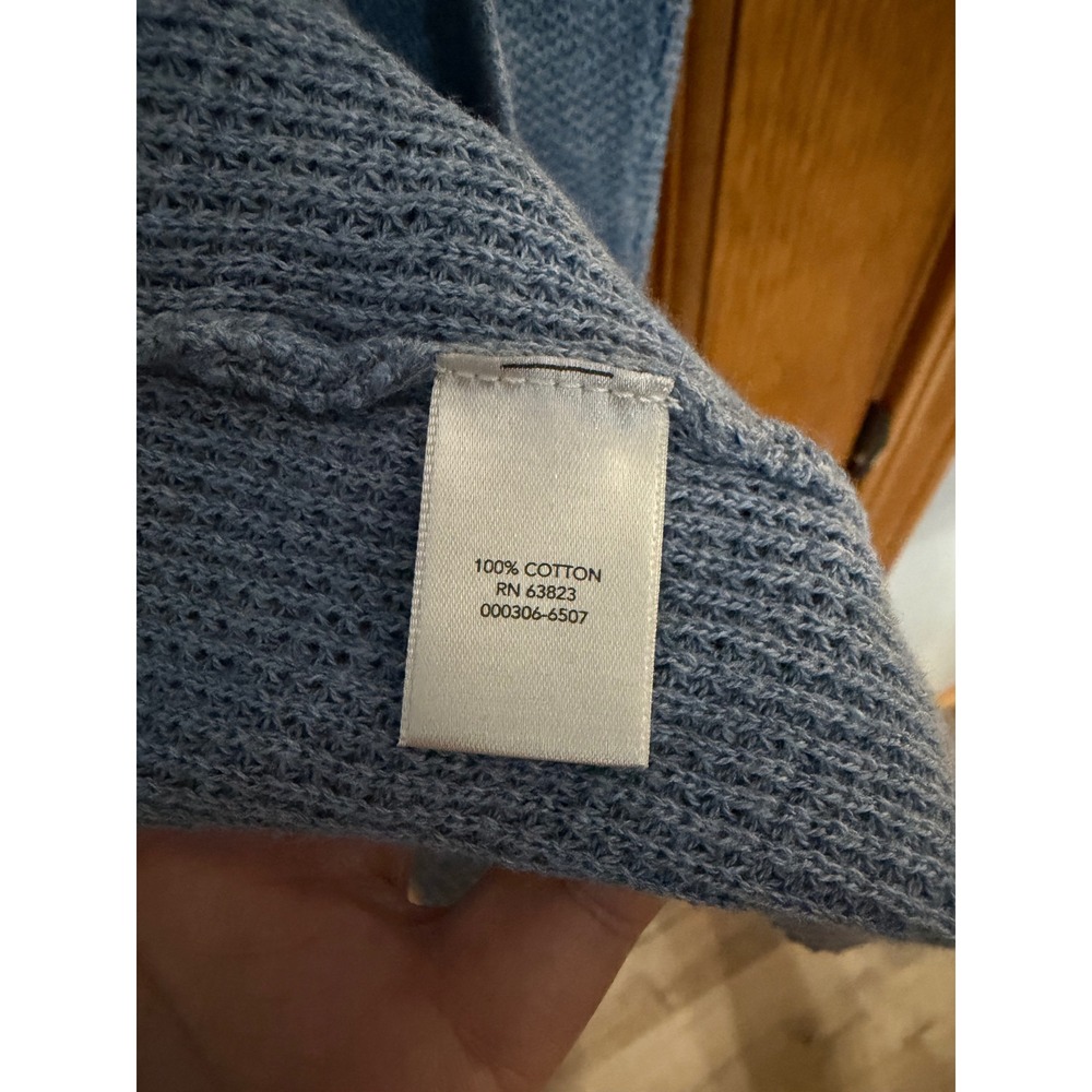Christopher & Banks Women's XL Blue Waffle Knit Hooded Open Front Cardigan - Picture 7 of 8